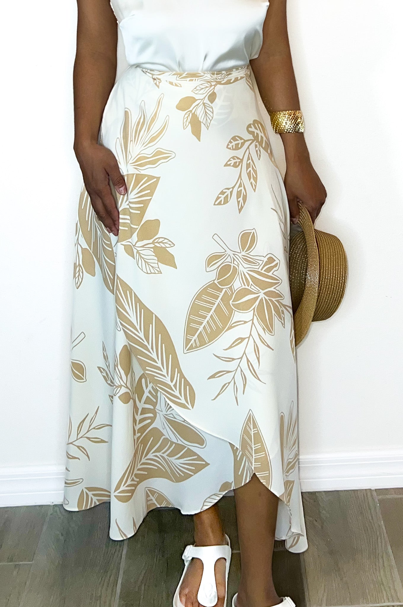 Maple Cream Midi Wrap Skirt