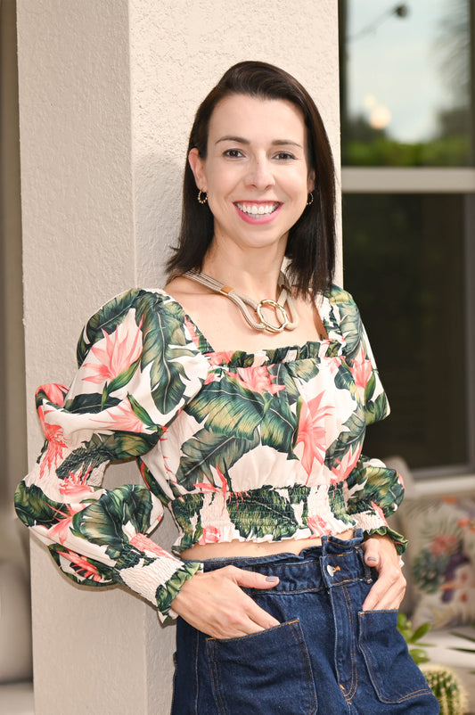 Enamo Tropical Off-The-Shoulder Floral Top