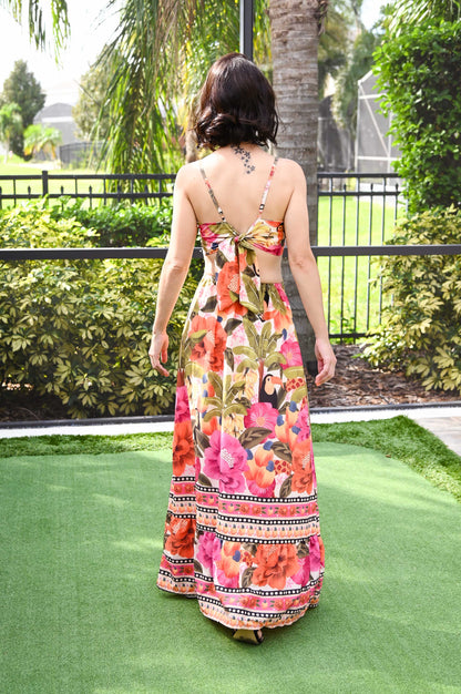 Fauna Pink Toucan Maxi Dress