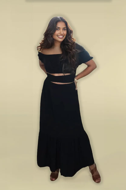 Helle 2-Piece Maxi Skirt Set - Black