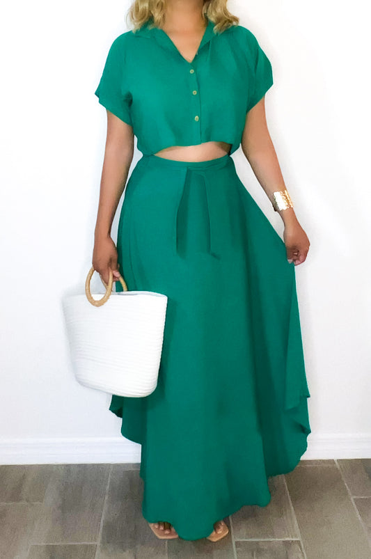 Palette Crop Top & Skirt 2-Piece Set | Green
