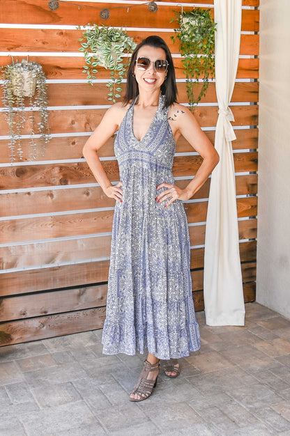 Indy Blue Halter Maxi Dress