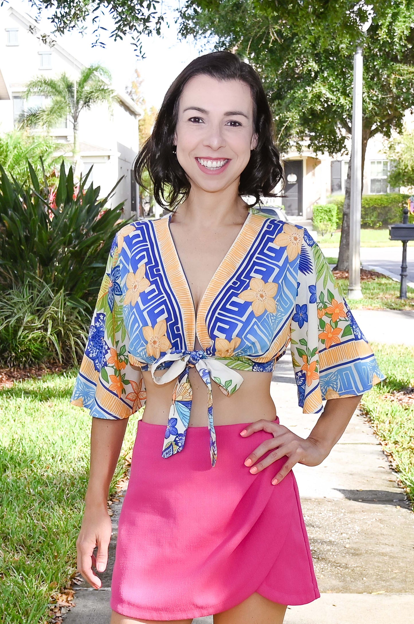 Marigold Tie Front Cropped Top