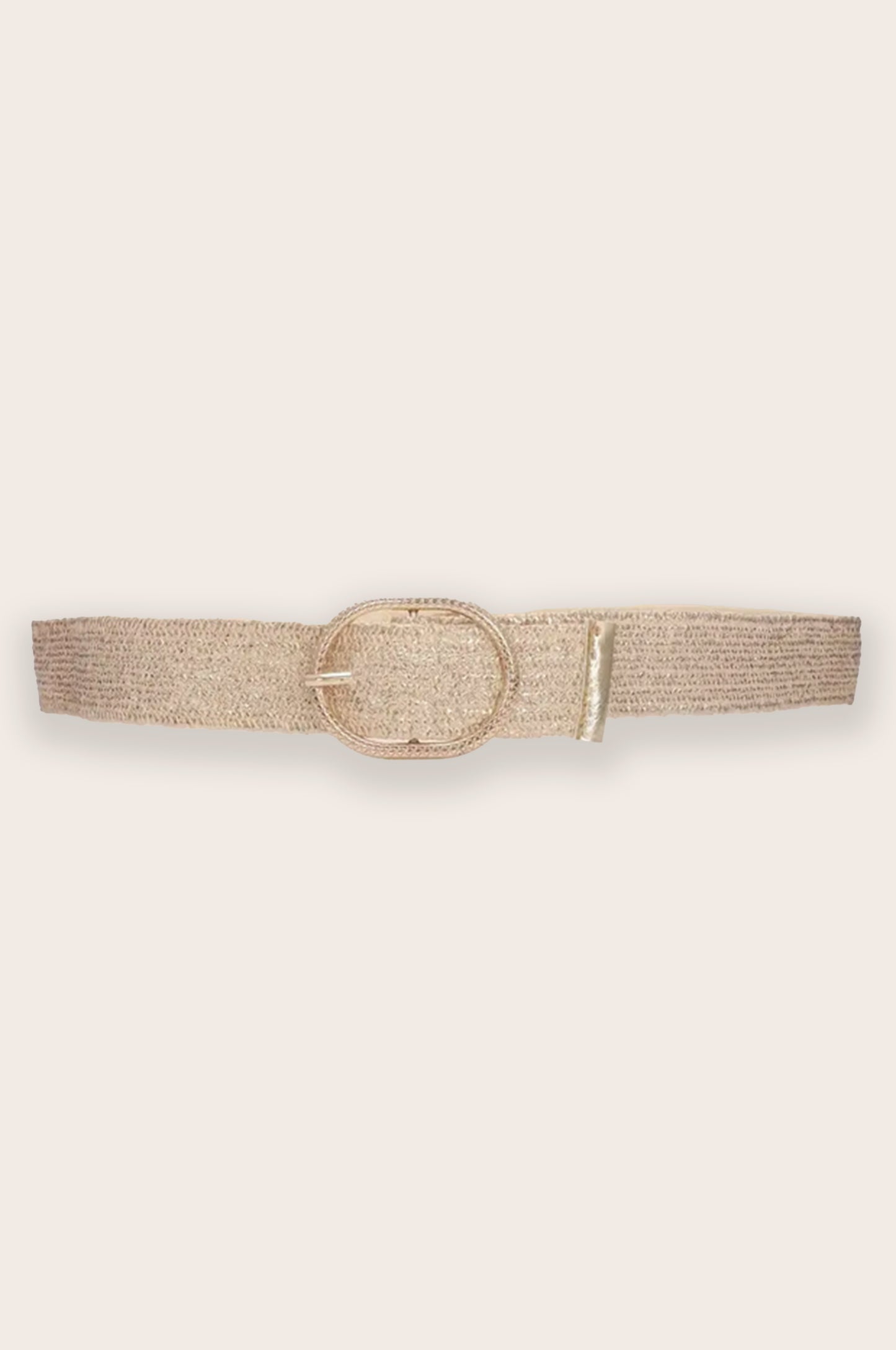 Metal Buckle Straw Metallic Belt | Gold