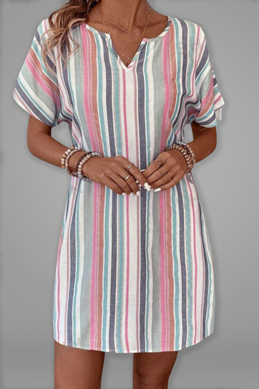 Multicolor Striped Tee Dress