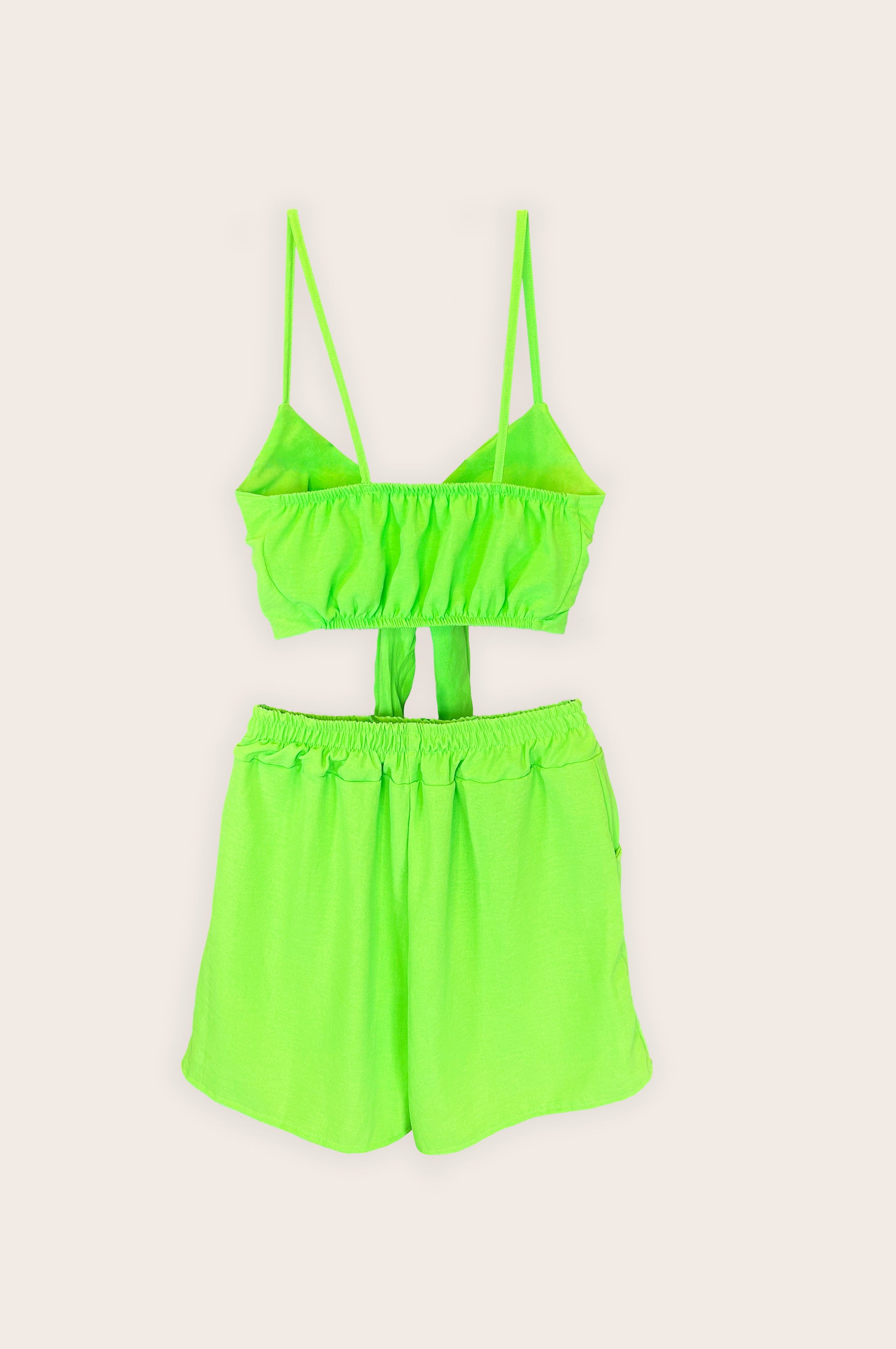 Peahens 2-Piece Shorts and Crop Top Set - Lime Green