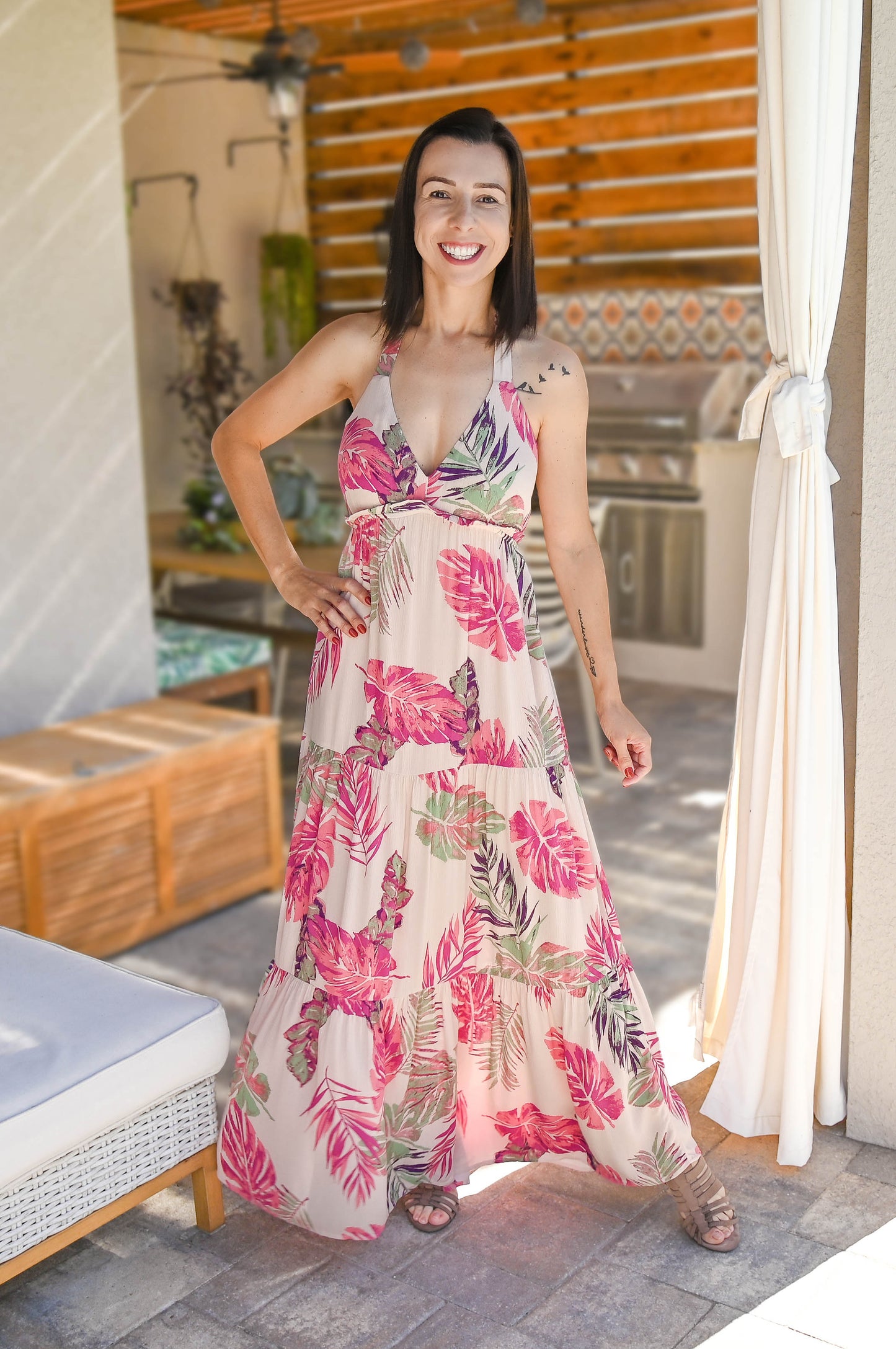 Pink Lemonade Tropical Maxi Dress