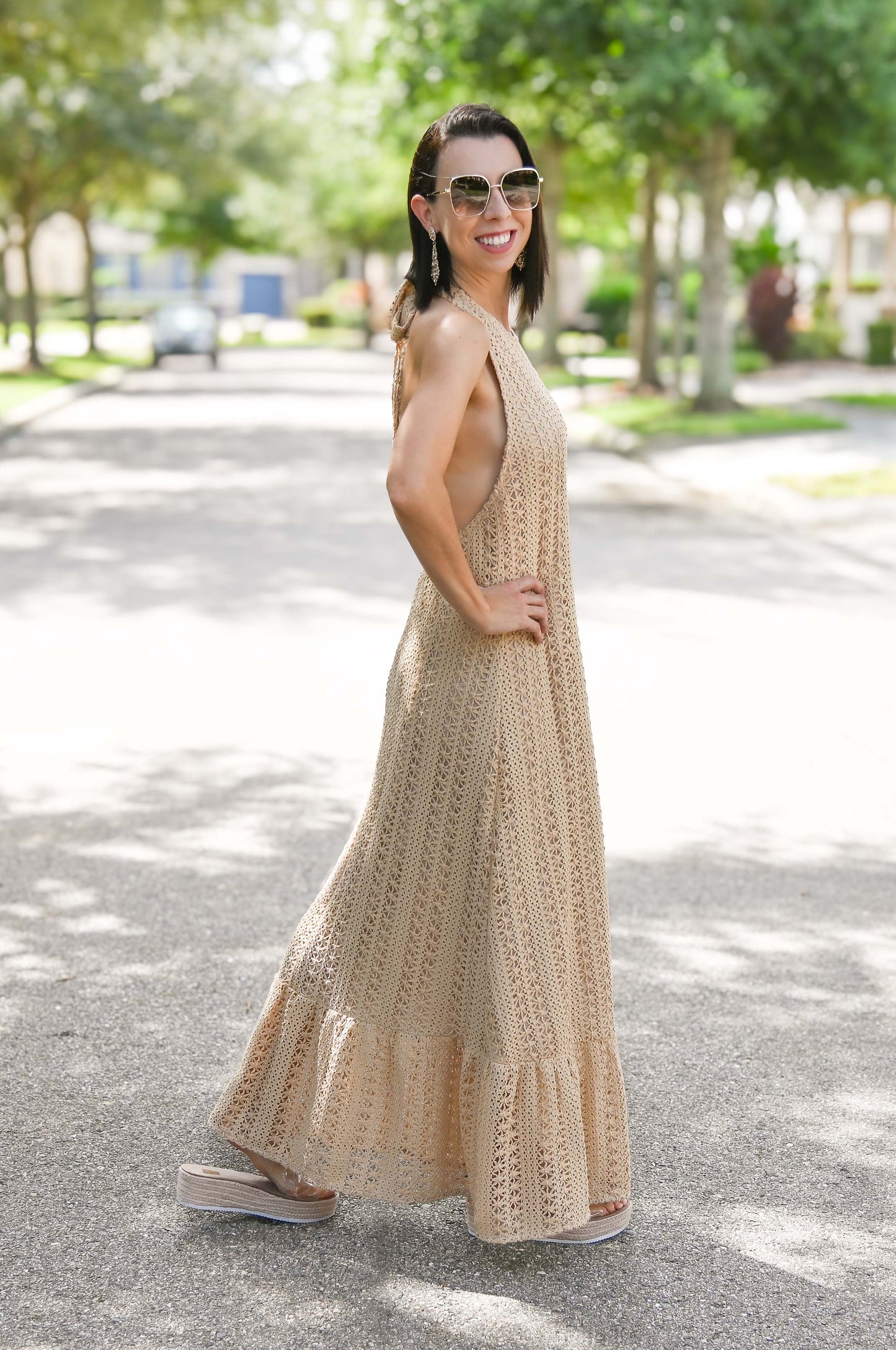 Radiant Halter Knitted Maxi Dress