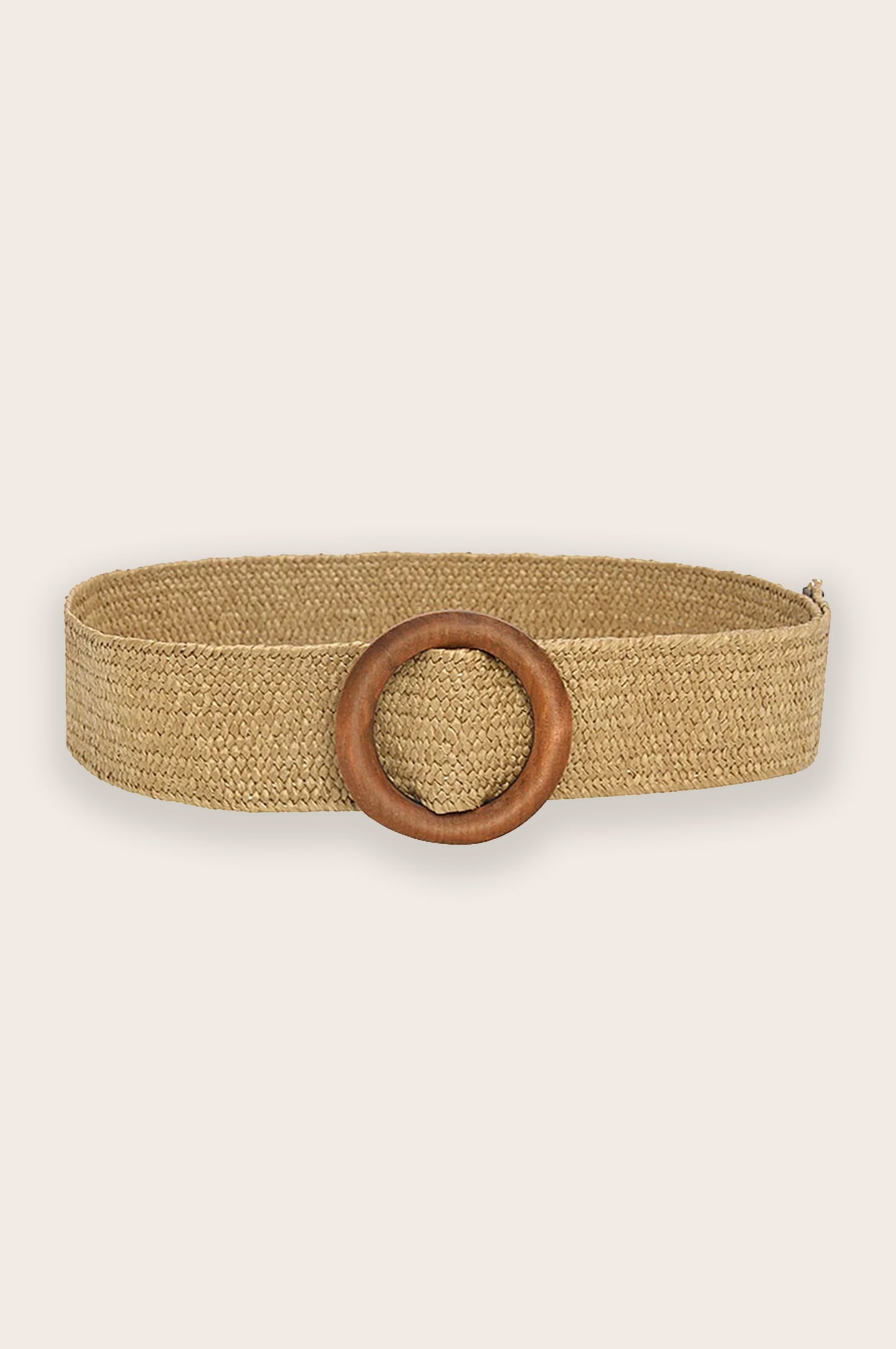 Round Wooden Buckle Straw Belt | Natural