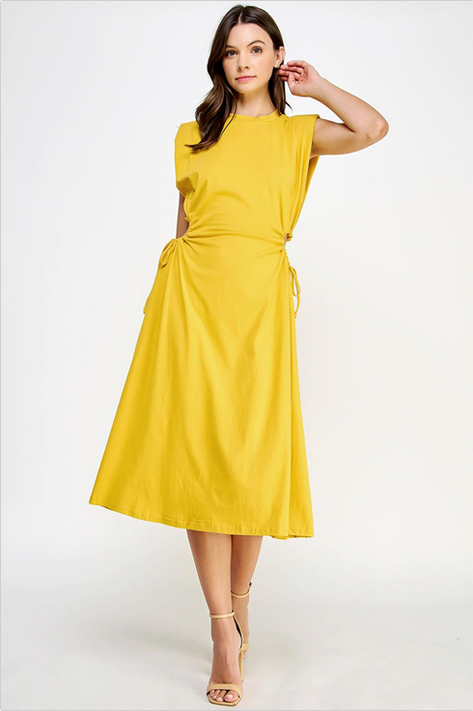 Calla Lily Mustard Mid-Length Dress