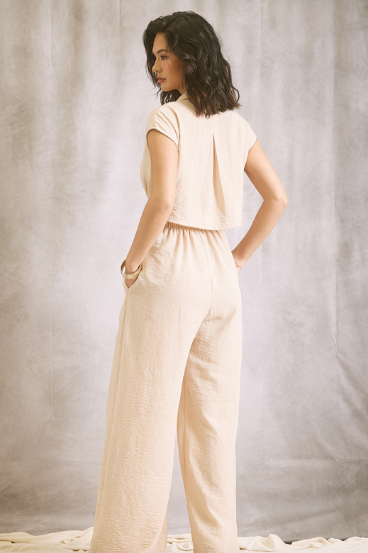 Oatmeal Wide-Leg Jumpsuit