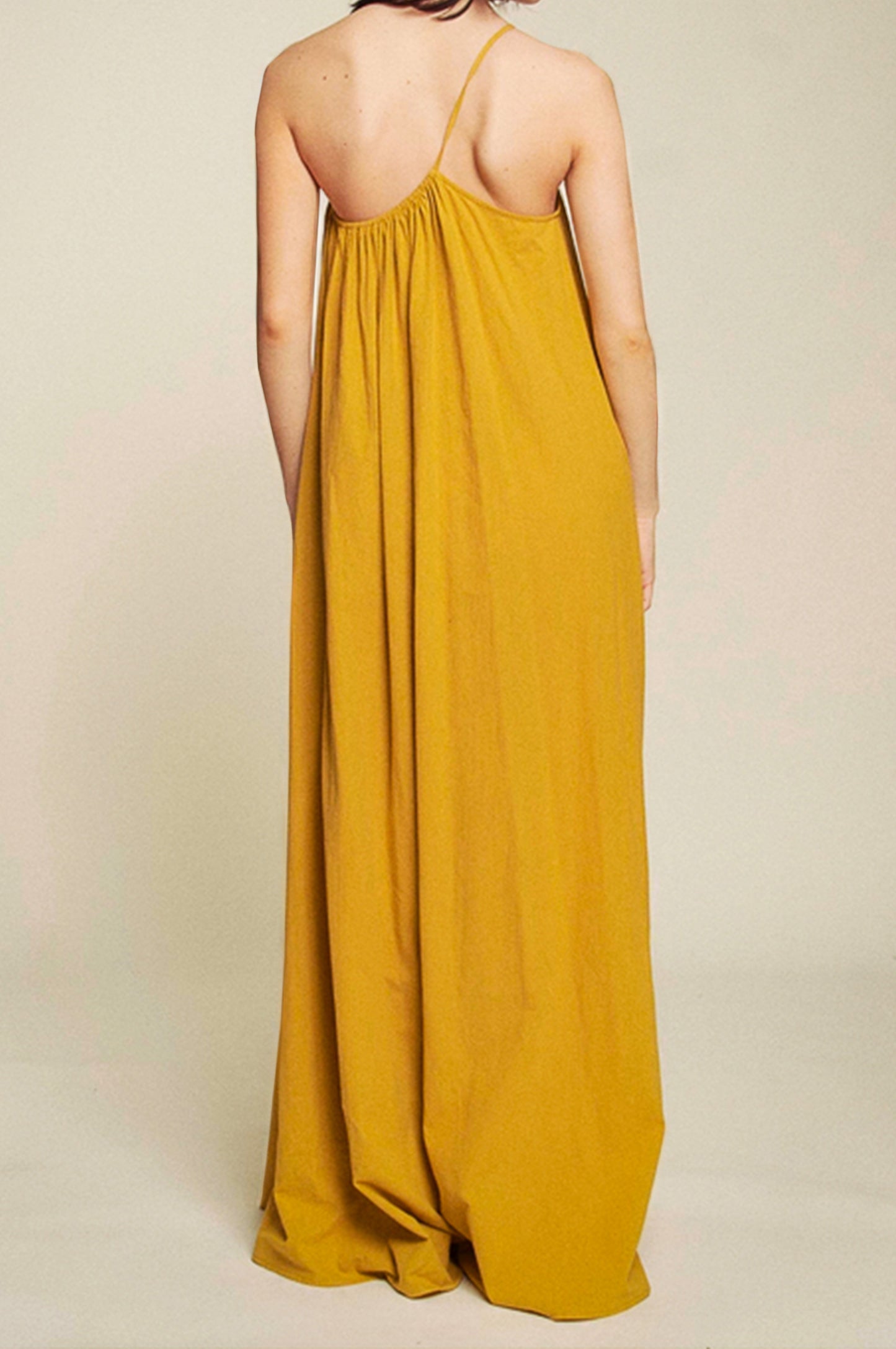 Island Asymmetric Long Dress | Mustard