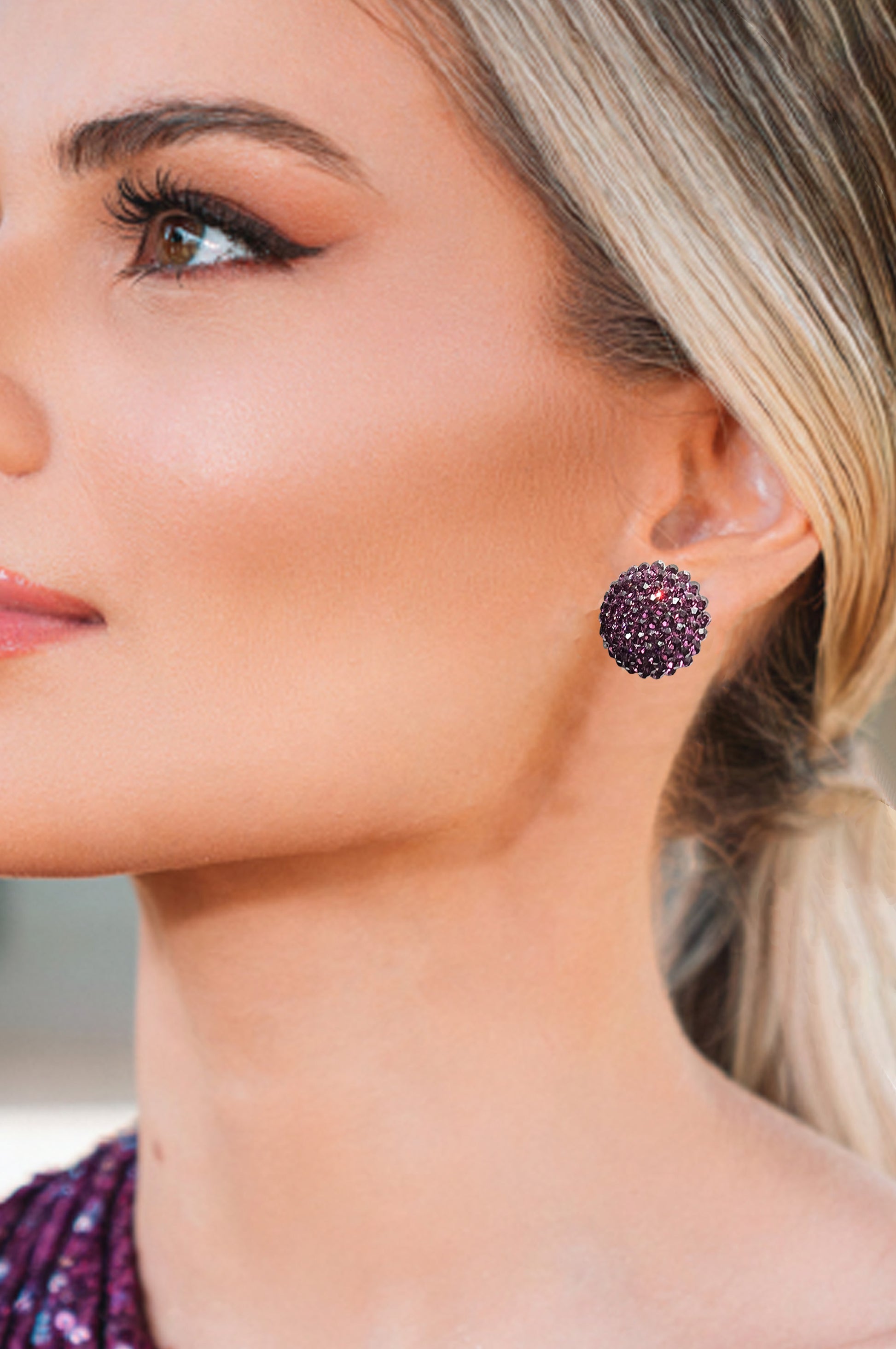 Spherelet Crystal Stud Earrings - Mulberry