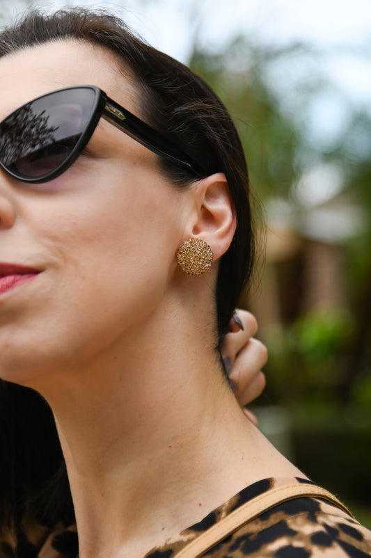 Spherelet Crystal Stud Earrings - Gold