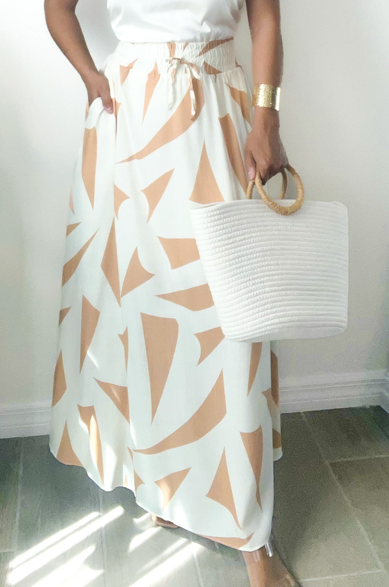 Vacay Hem Maxi Skirt | Cream