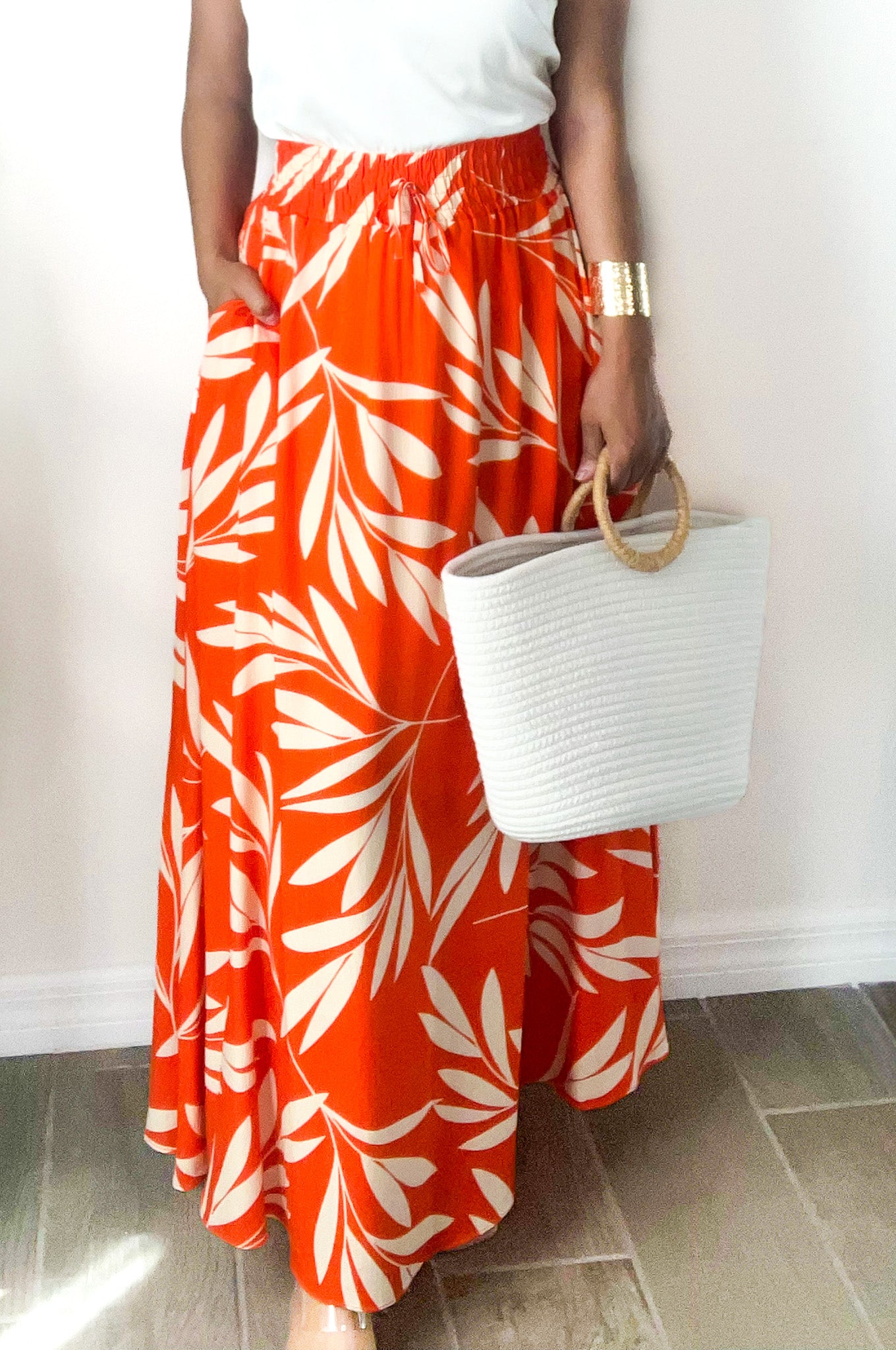 Vacay Hem Maxi Skirt | Orange